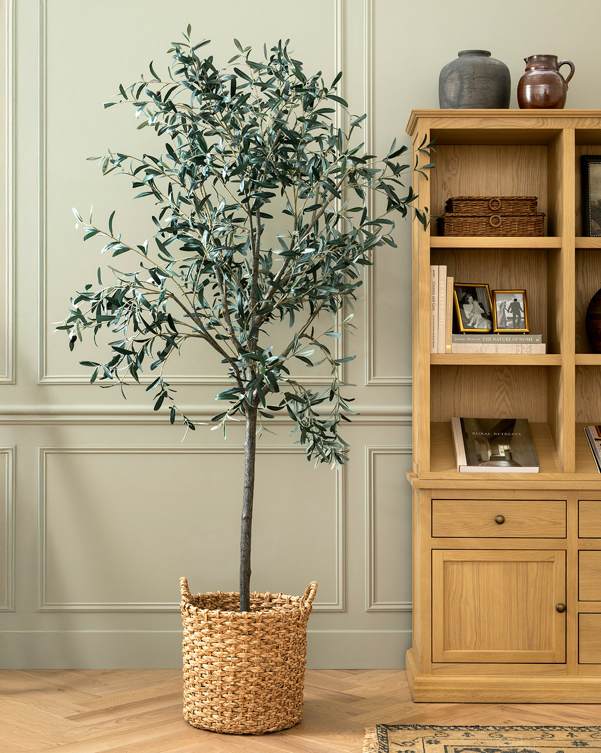 Faux 96" Olive Tree with Woven Pot